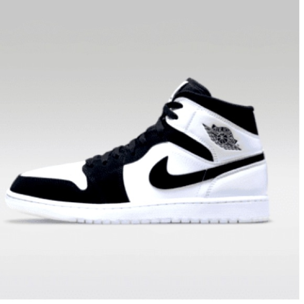 Air Jordan 1 Mid Mens 8 women’s 9.5 white/black/ iridescent